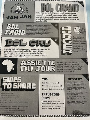 Menu French   at Jah Jah in Paris