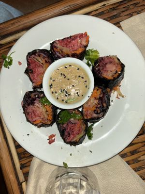 maki roll w peanut sauce- the rolls were freezing cold ?????  at Jah Jah in Paris