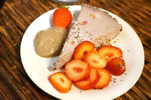 Raw rose cheesecake at Jah Jah in Paris