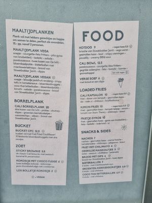 menu at Bar Cali in Nijmegen