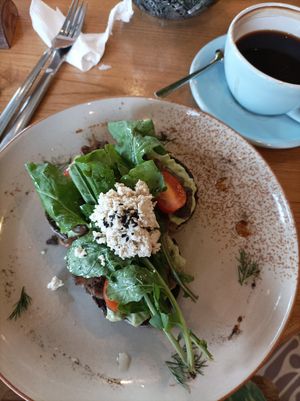 avocado toast with vegan feta at Beach Bowl in Legian