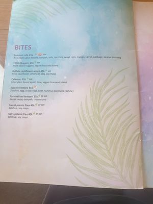 Menu at Beach Bowl in Legian