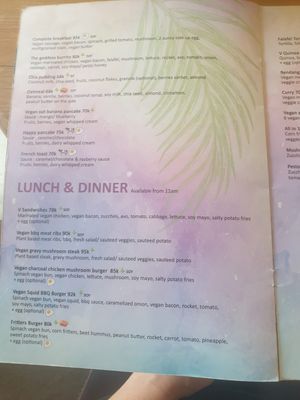 Menu at Beach Bowl in Legian