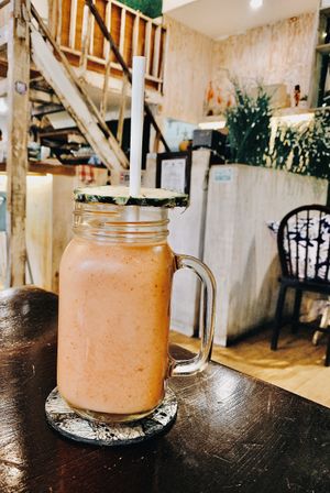 Strawberry, banana, mango- juice at Beach Bowl in Legian