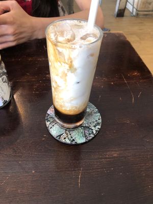 Caramel Iced Latte (coconut milk) at Beach Bowl in Legian