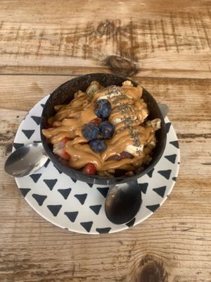 Açaí bowl with peanut butter 🤤  at Sunset Bamboo Bar in Ericeira