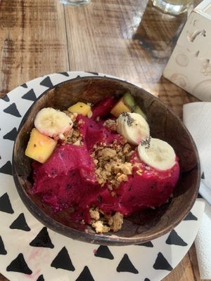 Dragon fruit bowl   at Sunset Bamboo Bar in Ericeira