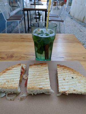 toast and lemonade at Sunset Bamboo Bar in Ericeira