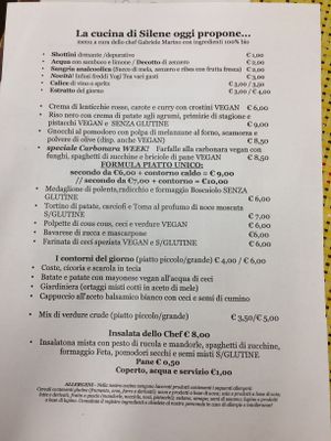 Menu at Silene BIO Bottega & Cucina in Vicenza