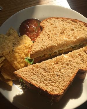 Fake turkey sandwich. Absolutely delicious  at Cafe Evolution in Florence