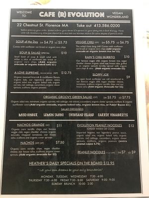 Menu side 1 at Cafe Evolution in Florence