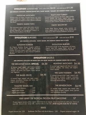 Menu side 2 at Cafe Evolution in Florence