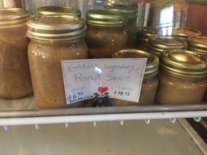 Peanut sauce for sale—$6.95 Small $10.95 latge at Cafe Evolution in Florence