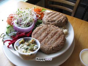 Red bean cakes and salad at Cafe Evolution in Florence
