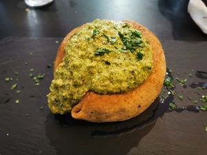 Pesto and cheese at El Enano Verde in Torremolinos