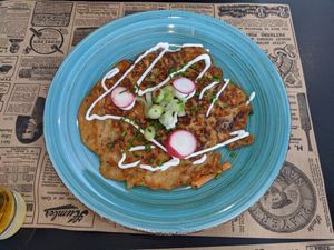 Kimchi pancake with wasabi mayo at El Enano Verde in Torremolinos