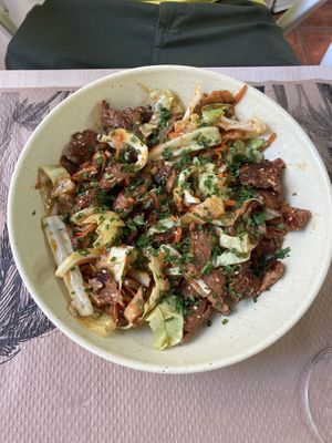 Very „meaty” Korean dish  at El Enano Verde in Torremolinos