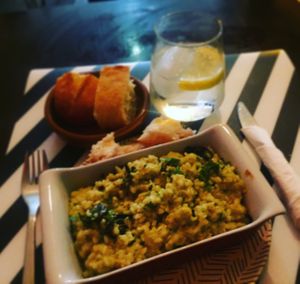 The most amazing mushroom risotto with asparagus cream sauce! at El Enano Verde in Torremolinos