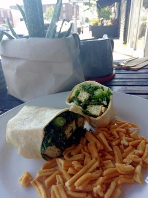 Tofu kale wrap  at 387 Ormeau Road in Belfast