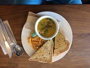 NY style sandwich and soup of the day at 387 Ormeau Road in Belfast