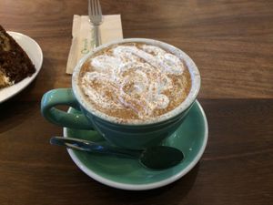 Oat hot choc with cream on top at 387 Ormeau Road in Belfast