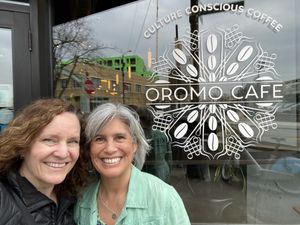 Lifelong friend  at Oromo Cafe in Chicago