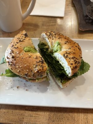 Green power bagel sandwich   at Oromo Cafe in Chicago