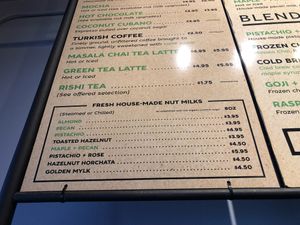 Fresh house-made nut milks! at Oromo Cafe in Chicago