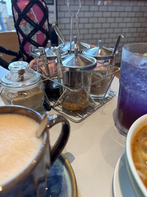 Condiment tray with vegan fish sauce  at Broccoli Revolution - Central Embassy in Bangkok