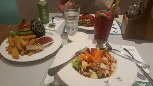 quinoa burger, lasagne and salad at Broccoli Revolution - Central Embassy in Bangkok