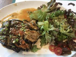 Miso eggplant and salad  at Broccoli Revolution - Central Embassy in Bangkok