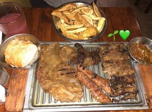 Parrilla con papas  at La Reverde Parrillita Vegana in Buenos Aires