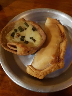 Ham and cheese empanada and pastelito at La Reverde Parrillita Vegana in Buenos Aires