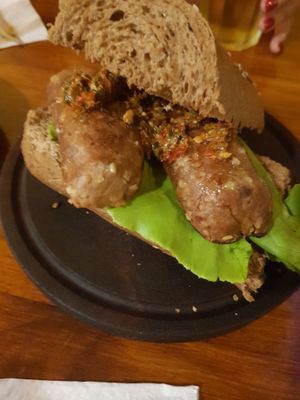 Chorizo at La Reverde Parrillita Vegana in Buenos Aires