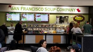 location is mid terminal center circle at SFO - San Francisco Soup Company - T3 in South San Francisco