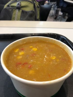 Corn chowder! Meow!!  at SFO - San Francisco Soup Company - T3 in South San Francisco