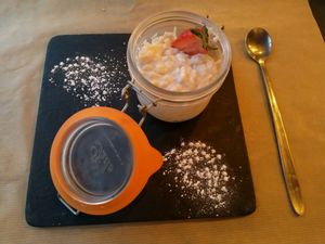 Vegan rice pudding at Le Tandem in Biarritz