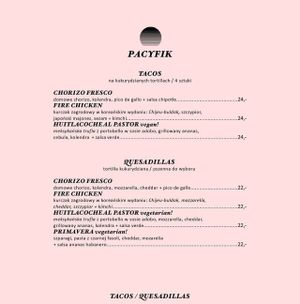 Menu 3 at Bar Pacyfik in Warsaw