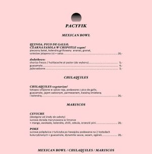 Menu 2 at Bar Pacyfik in Warsaw