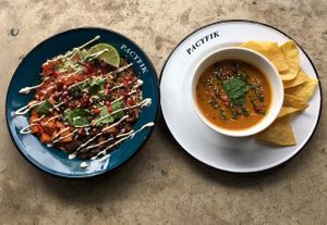 Mexican Buddha Bowl and soup at Bar Pacyfik in Warsaw