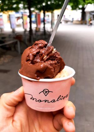 Chocolate and peanuts creamy flavors at Zmrzlina Monalisa  in Piestany