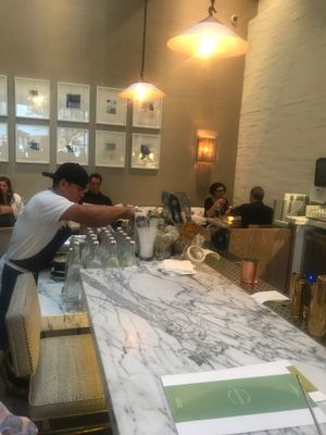 very modern interior at Cafe Gratitude in Beverly Hills