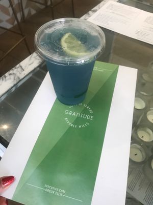 I call this Smurf drink ? they call it high vibe at Cafe Gratitude in Beverly Hills