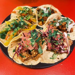 Three different types of taco  at Bad Hombres in Darlinghurst