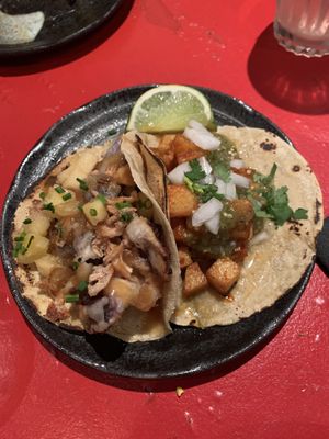 Miso eggplant (left) and chipotle potato (right) tacos   at Bad Hombres in Darlinghurst