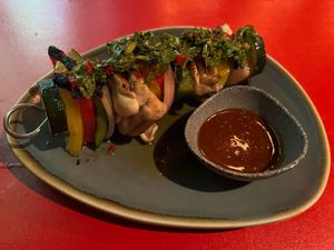 Asada Skewer w/ Oyster Mushroom, Grilled Veggies, Chimichurri
& House Chipotle BBQ at Bad Hombres in Darlinghurst