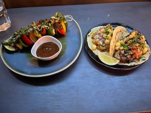 Veggie skewer & tacos  at Bad Hombres in Darlinghurst