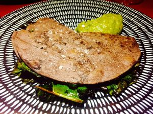 Zucchini flower & cavolo nero quesadilla  at Bad Hombres in Darlinghurst