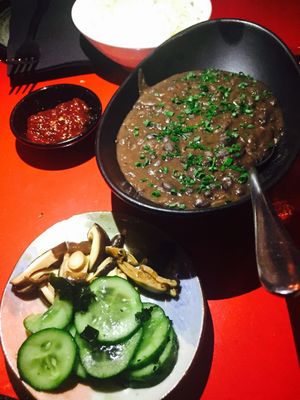 Stewed black beans at Bad Hombres in Darlinghurst