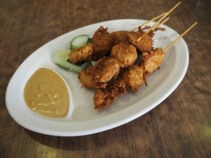 delicious vegan chicken skewers at Zenhouse Vegetarian Yum Cha  in Adelaide